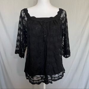 Ultra Pink Women’s Black XL Lace Blouse